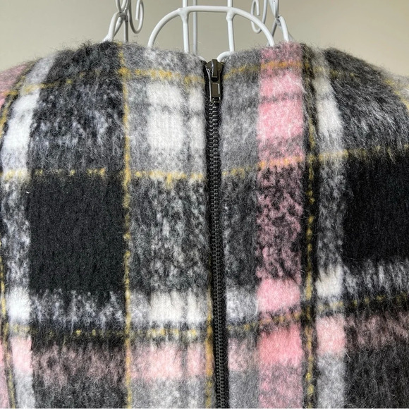 Anthropologie Frontier Plaid short Dress pockets Line & Dot Wool Blend Shift M - Picture 6 of 11